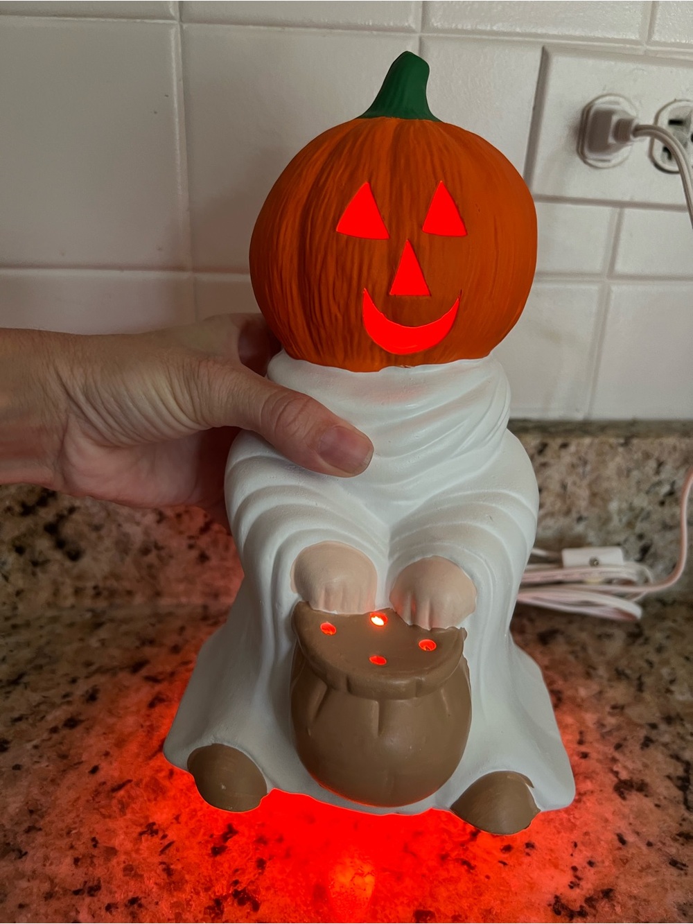 Vintage Halloween Ghost Lamp With Pumpkin Head - Picture 7 of 15